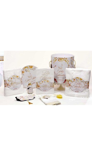 Trusou special creat pentru baieti gingas si elegant alb gold cu lebede Swan Boy 3